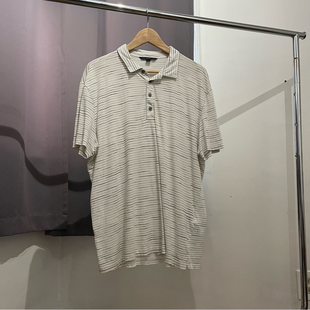 John Varvatos Gray Striped Polo Shirt